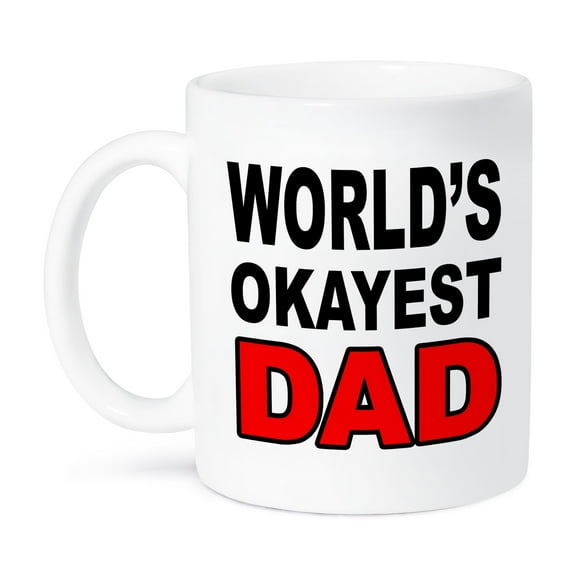 3dRose, World’s okayest dad, Red, 15oz Mug