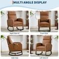 thumbnail image 7 of Rocking Nursery Chair for Mom Nursery,PU Rocking Chairs with Foot Rest,High Backrest& Wood Legs and Side Pocket for Living Room,Bedroom,Recliner Armchair,Brown, 7 of 7