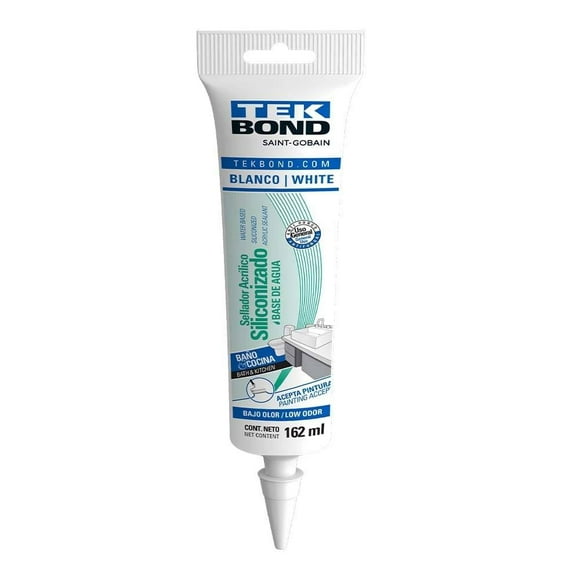 Sellador Acrílico Siliconizado Tekbond Baños & Cocinas Tubo 162 ml Blanco