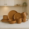 thumbnail image 2 of 12-Piece Stoneware Dinnerware Sets with Mugs | Microwave & Dishwasher Safe | Non-Toxic Dinner Plates Bowls Set | Stackable Matte Glaze Kitchenware for 3, 2 of 5