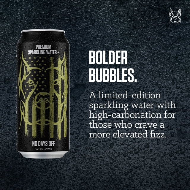 NO DAYS OFF Premium Sparkling Water+ Limited FREEDOM Edition - 16oz Can (12 Packs) - Ultra Purified, MORE Carbonation, Premium Sparkling Water