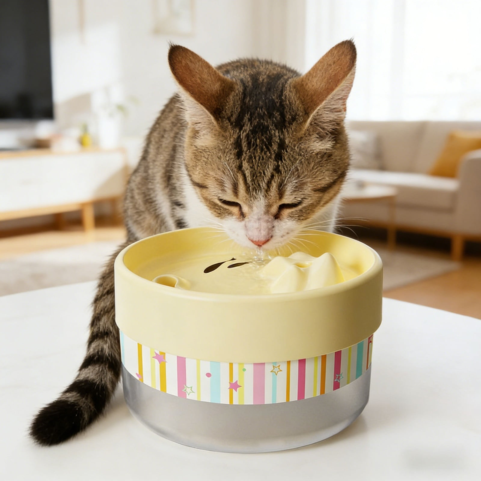 6.29" Cat Water Fountain, Quiet Circulation Drinking Bowl with Large Capacity, Anti-Splash Pet Water Dispenser for Cats