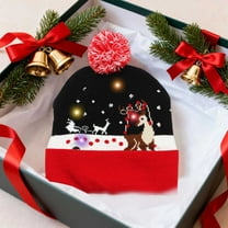 LED Light-Up Christmas Santa Hat - Fashionable Knitted Woolen Hat with Pom-Pom, Warm Ear Protection Winter Hat, Essential Festive Decor for Christmas Parties & Holiday Gatherings, 7.87*8.2in, B