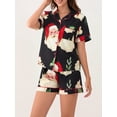 thumbnail image 5 of Christmas Pajama Set for Women Short Sleeve Tops + Elastic Waist Shorts Pjs Loungewear Set Holiday Sleepwear, 5 of 6