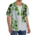 thumbnail image 2 of Balery Watercolor Green Leaves Camisa Casual de Manga Corta con Botones para Hombre, Texturizada, Estilo Cubano, para Playa, Verano-X-Large, 2 of 5
