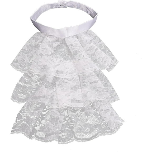 YooGuoGuo Renaissance Elizabethan Collar Costume Jabot Collar Lace Collar Ruffled Detachable Collar White