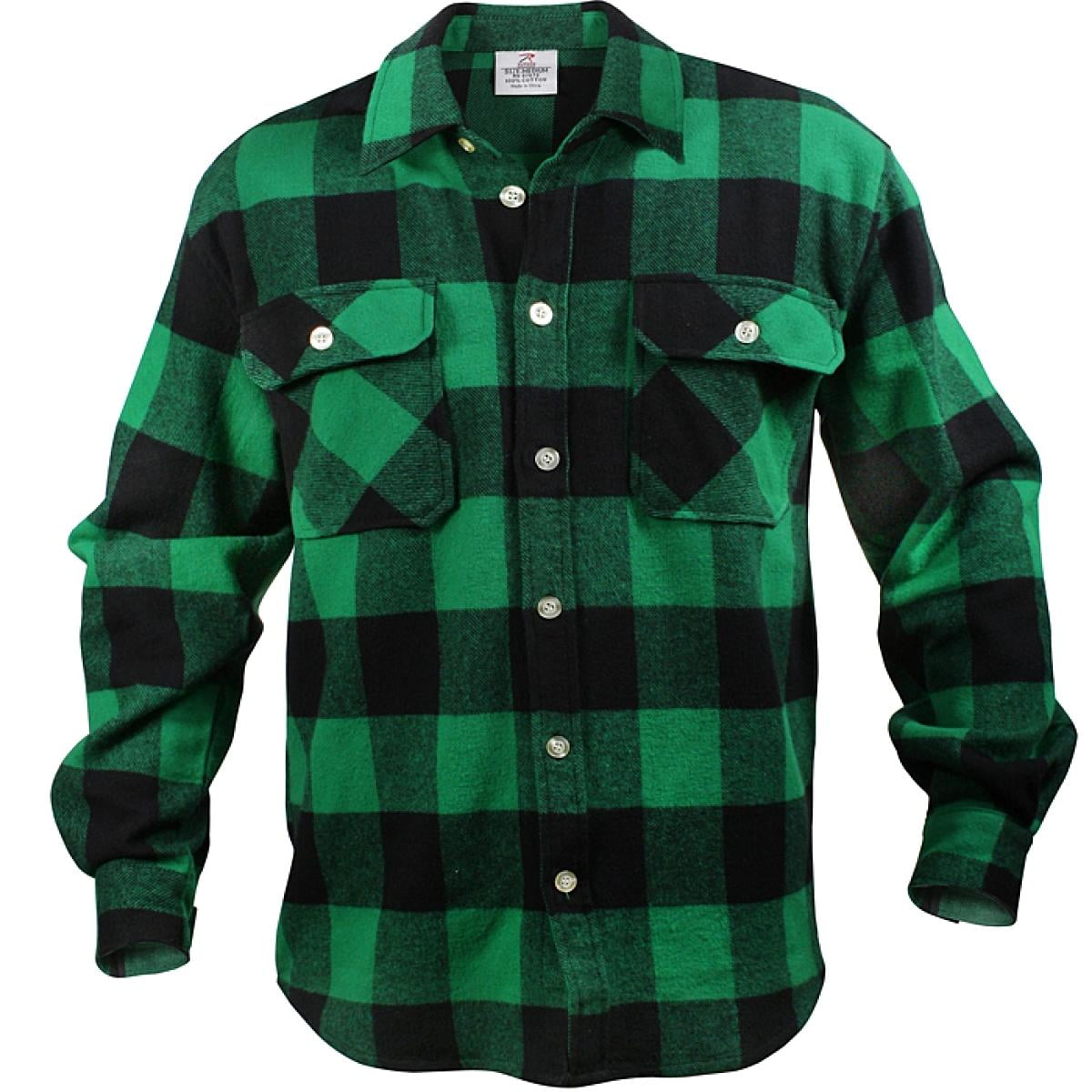 Rothco - Extra Heavyweight Buffalo Plaid Flannel Shirts - Green Plaid, X-Large - Walmart.com