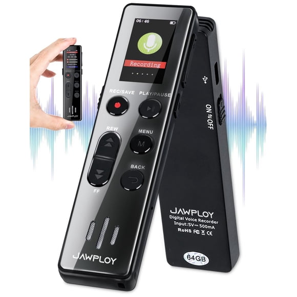 Grabadora de voz digital Jawploy 64GB con reproducción