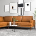 thumbnail image 6 of Aplee Modern Living Room Genuine Leather Corner Sectional Couch in Cognac Tan, 6 of 6