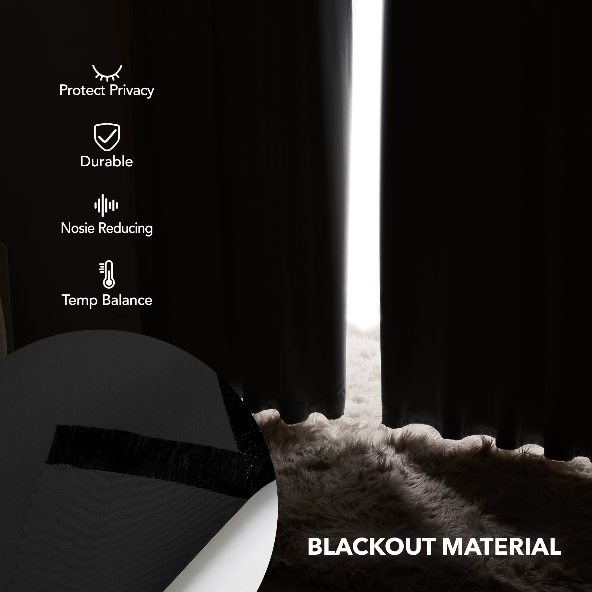 Deconovo Short Blackout Curtains for Kitchen, 2 Panels, Thermal Insulated Rod Pocket Curtain Panels, 38" x 45", Black