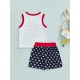 thumbnail image 4 of Baby Boys 2PCS Pants Set Sleeveless Letter Print Tank Tees + Star Short Pants Toddler Boys Independence Day Outfit, 4 of 8