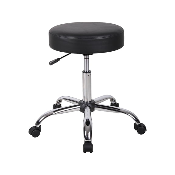 Pemberly Row 20.5" Vinyl Easy Movement Caressoft Doctor's Stool in Black