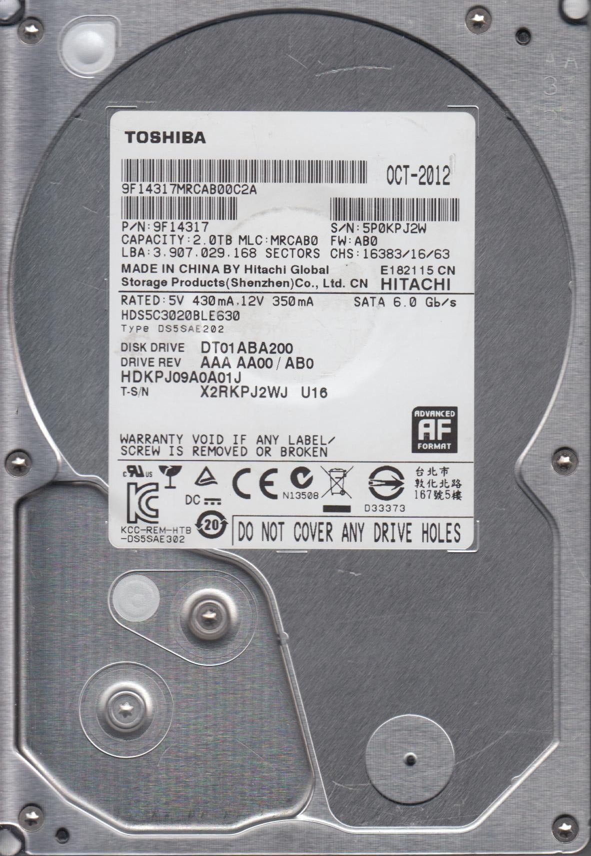 Toshiba 16TB Hard Drive MG08ACA16TE, Enterprise, 7200RPM, 512MB