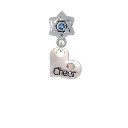 Cheer Heart with AB Crystal - Star of David with Blue Crystal Charm Bead