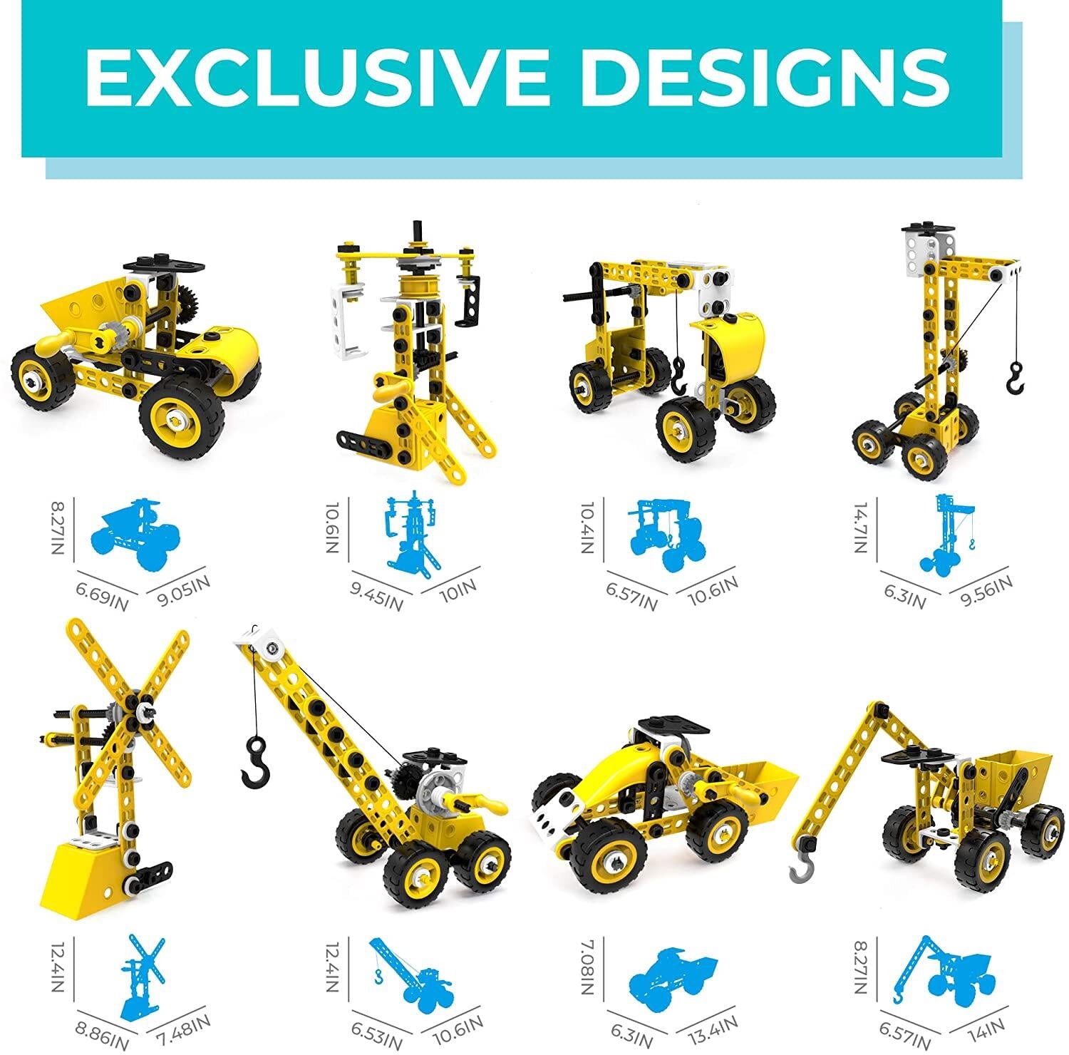 STEM Toys Kids Building Toys – 100 Piece 8-in-1 DIY Learning Construction Toy, Best Educational Kids Building Toys for Boys and Girls Mechanical Engineering Set Gifts for Ages 5 6 7 8 9 + Years Old