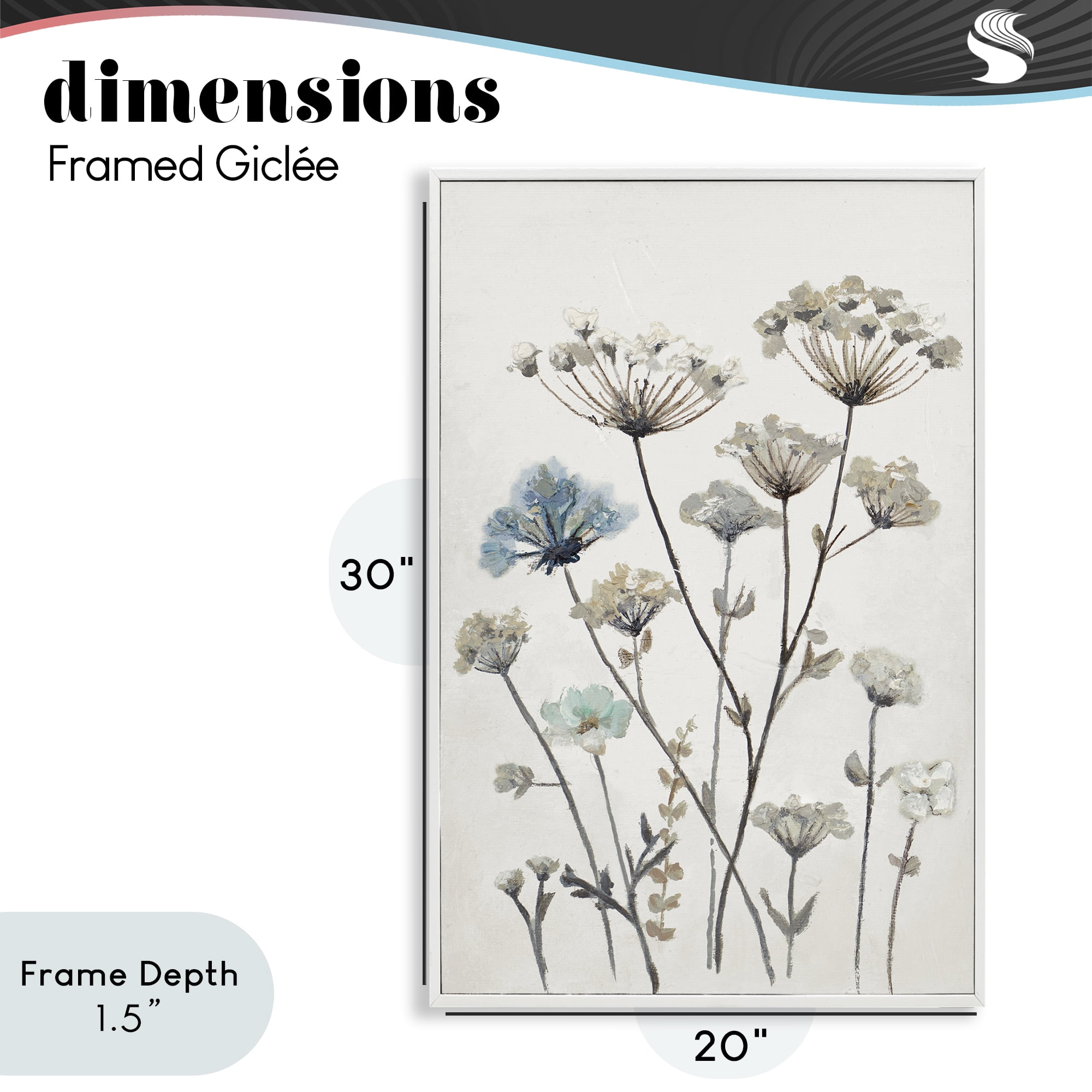 Stupell Industries Neutral Jardin Azul White Framed Giclee Art, design by Patricia Pinto
