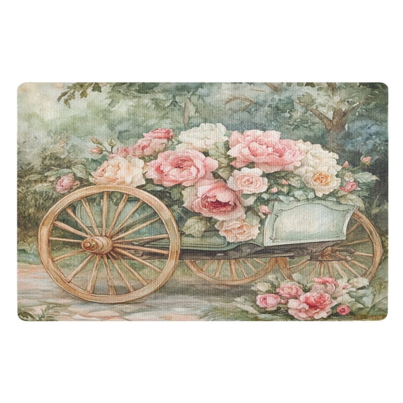 BZSMCE Floor Mats 32x20in Victorian Carriage Roses Printed Creativity Doormats