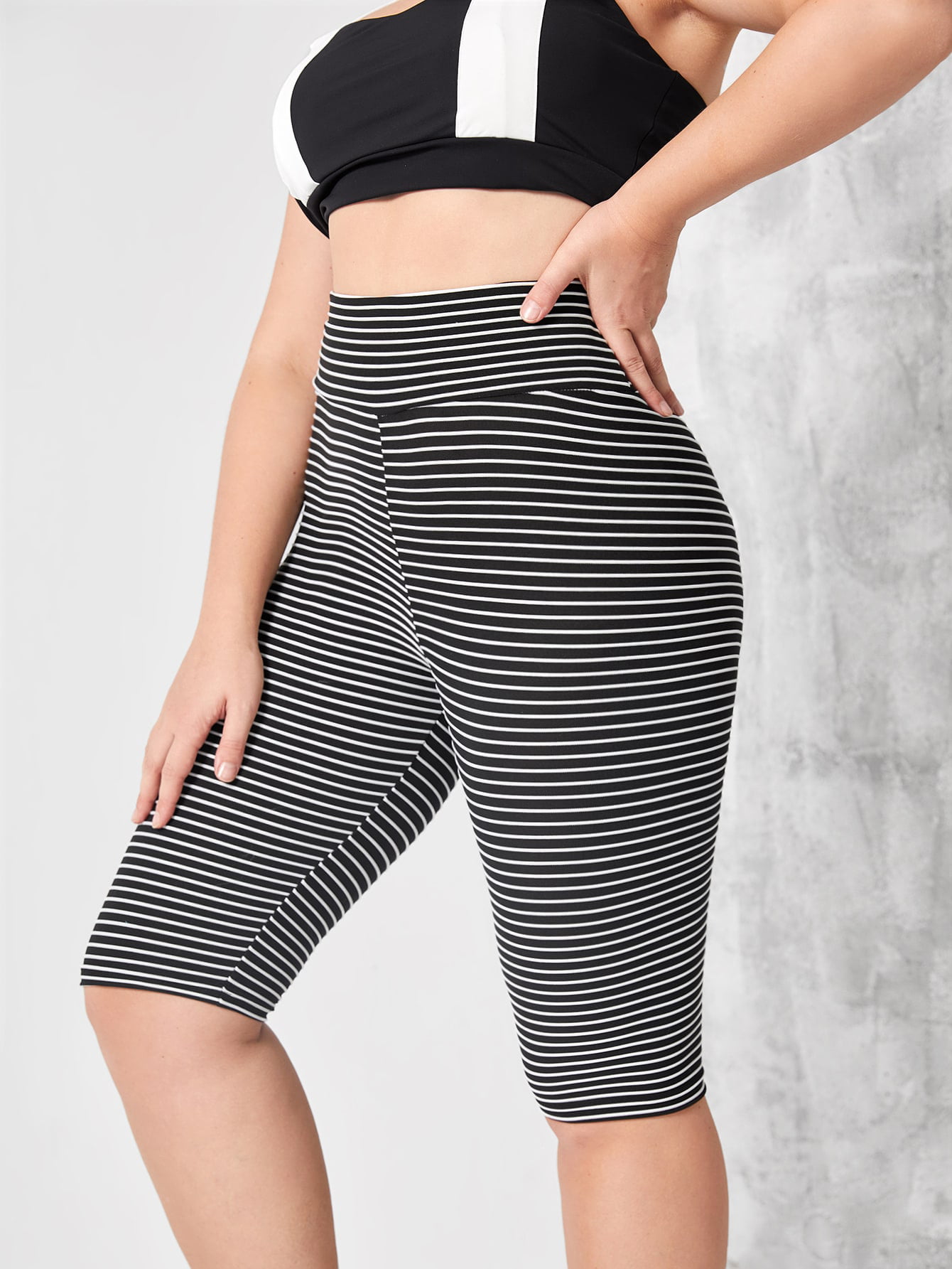 Women's Plus Striped Print Sports Shorts 21172A172112 - Walmart.com