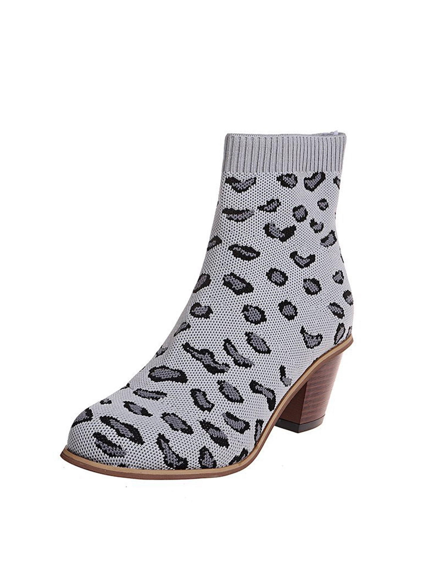 gray leopard booties