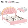 thumbnail image 6 of Homfa Full Size Bed Frame with LED Lights & Storage Drawers, Upholstered Platform Bed with Adjustable Petal Headboard, Pink Velvet, 6 of 8