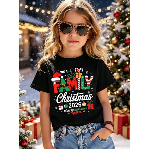 We are Family Christmas 2026 Matching Merry Xmas Squad 2026 Kids T-Shirt