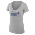 thumbnail image 2 of Women's G-III 4Her by Carl Banks Heather Gray New York Giants Dot Print V-Neck Fitted T-Shirt, 2 of 3