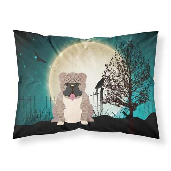 Halloween Scary  English Bulldog Grey Brindle  Fabric Standard Pillowcase