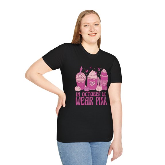 Coffee Lovers October Pink Month Women Men Novelty T-Shirt