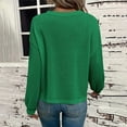 thumbnail image 4 of DeHolifer Women Sweaters Waffle Loose Crewneck Solid Color Long Sleeve Knit Sweaters Fall Fashion Blouse Tops Green L, 4 of 8