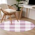 thumbnail image 4 of Pink Plaid Round Area Rug 3.3 FT, Non Slip Small Entryway Kitchen Mat, Spring Summer Farmhouse Buffalo Checkered Washable Soft Circular Rug Non-Shedding Door Mat for Bathroom Playroom Kids Room, 4 of 9