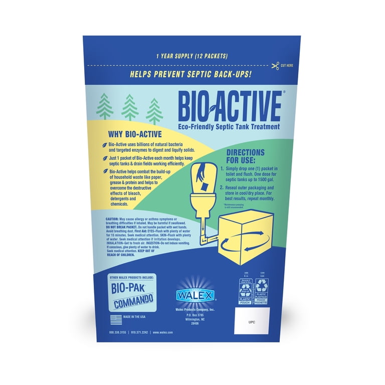 Walex Bio-Active Septic Tank Treatment, 12 Pack, 1 Year Supply