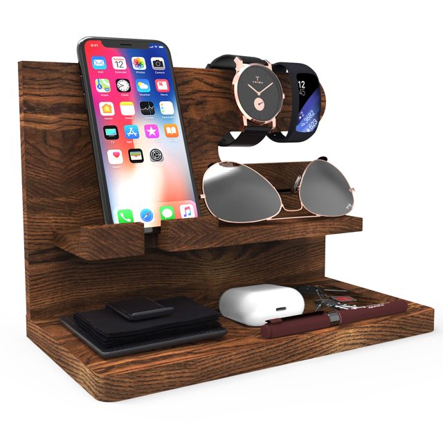 Organizador Caddy Iswabard de madera para soporte de teléfono, 26 x 15 x 18 cm