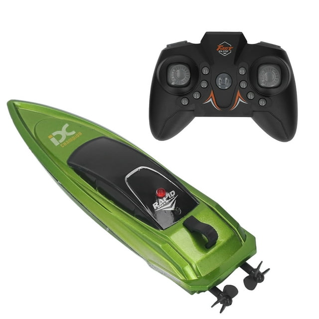 Barco de control remoto de 2,4 G, barco de juguete eléctrico de alta velocidad USB, mini lancha de control remoto impermeable, juguete verde