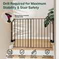 thumbnail image 4 of 29.2–43" Baby Gate for Stairs, Wall-Mounted (Drill Required), Expandable No Bottom Bar Dog Gate, Auto Close Extra Wide Walk Thru, Pet & Toddler Proof Gate, Top & Bottom of Stairways (Brown), 4 of 9