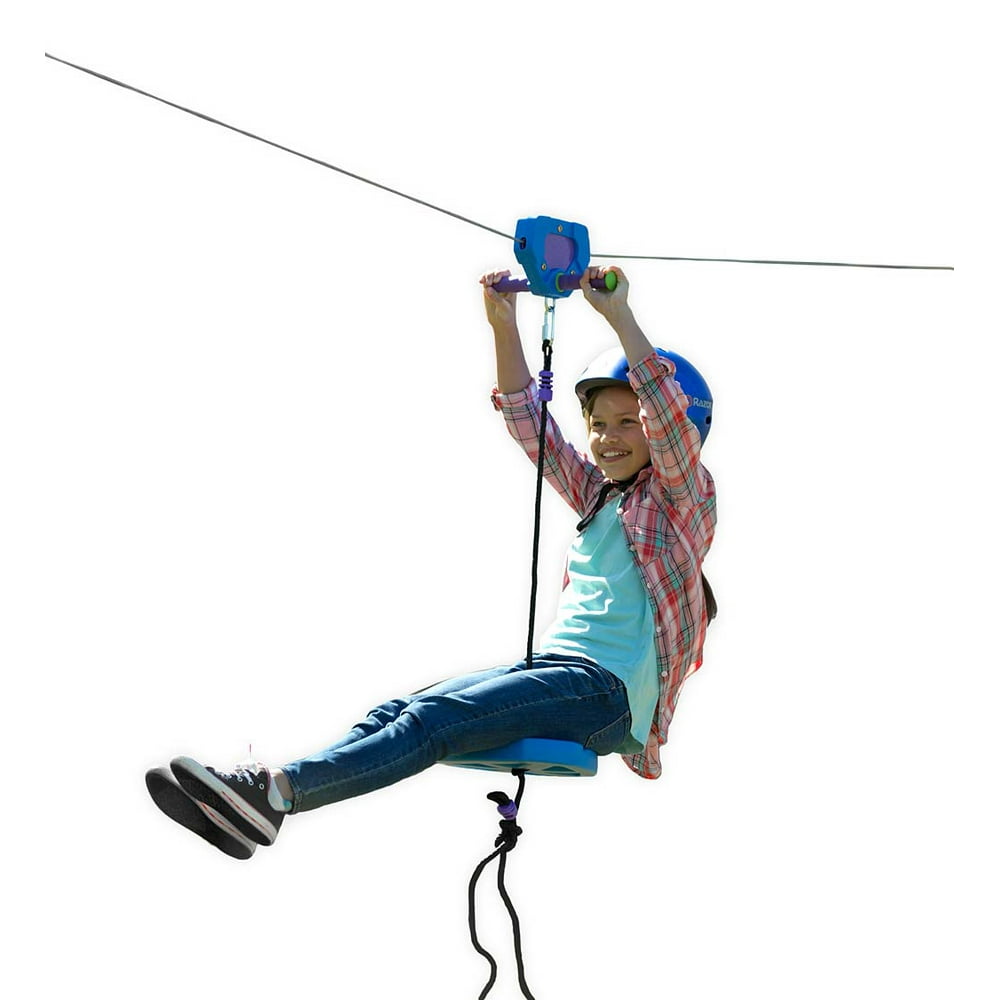 Backyard Zipline Kit with Adjustable Seat and Rubber Brake for Kids