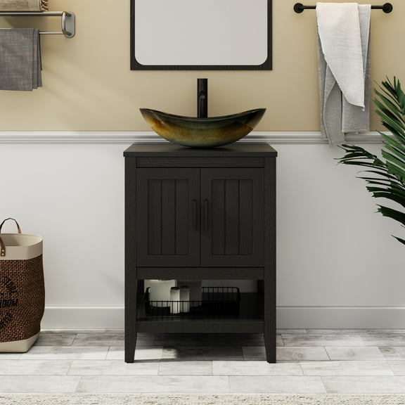 Eclife 24" Freestanding Bathroom Vanity Set with Vessel Sink, without Mirror