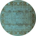 thumbnail image 1 of Ahgly Company Indoor Round Oriental Light Blue Industrial Area Rugs, 8' Round, 1 of 4