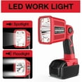 thumbnail image 2 of Linterna de 18W para Milwaukee M18 Batería de Ion de Litio de 18V, Reflector de Linterna de 1250LM con Puerto USB, Herramienta de Luz para el Lugar de Trabajo con Cabeza Pivotante de 110 Grados Lu..., 2 of 6
