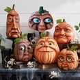 thumbnail image 1 of Statue de Citrouille d'Halloween avec Expression Tête de Citrouille en Résine Sculpture Décoration de Bureau Intérieur Extérieur, 1 of 7