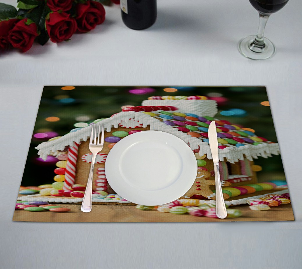 ABPHQTO Gingerbread House Placemat 12x18 Inch,Set of 2 Table Placemats