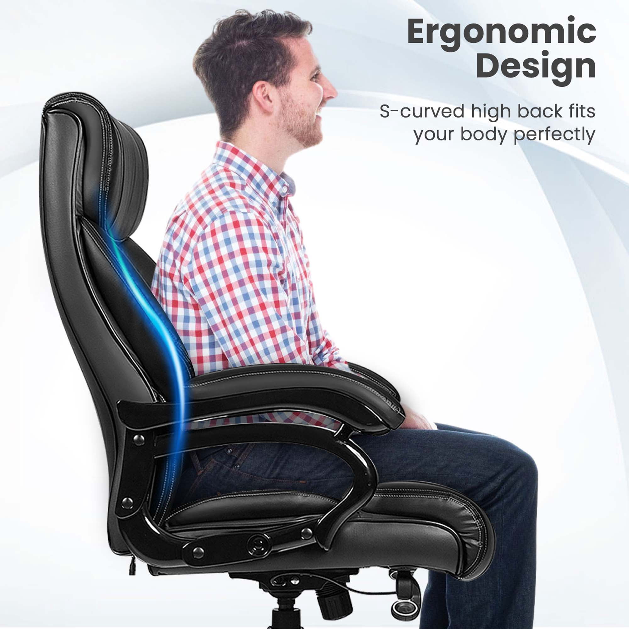 Costway Big and Tall Office Chair 500lbs with 6-Point Massage Wide Seat & Padded Armrests