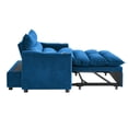 thumbnail image 4 of Newest 3-in-1 Convertible Sofa Bed Loveseat, 47" Blue Lychee Velvet Chaise Lounge with Adjustable Backrest & Pull-Out Sleeper for Small Space, Apartment, 4 of 7