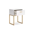 thumbnail image 3 of Benjara BM327937 Alli Nightstand - 1 Drawer - Matte White Wood - Gold Metal Legs - 26 in., 3 of 5
