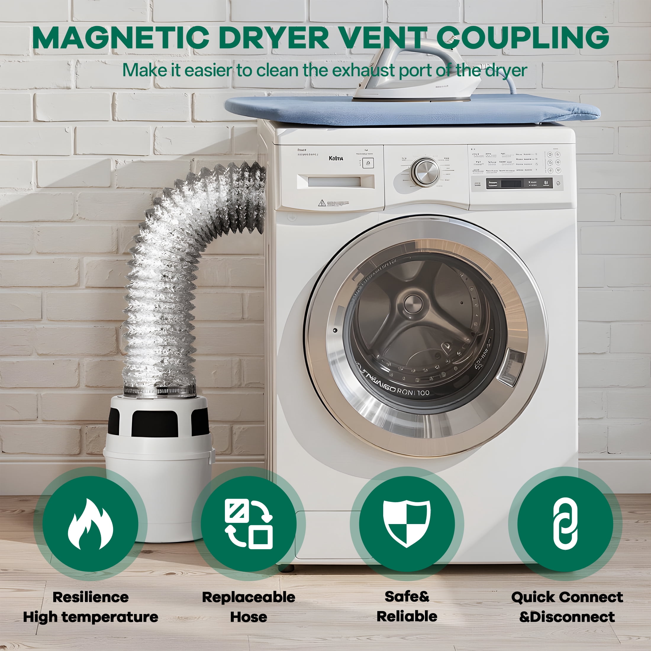 HIBIBUD Indoor Dryer Vent Kit Lint Trap Bucket Dryer Vent with 4-inch by 5-feet Silver Proflex Duct
