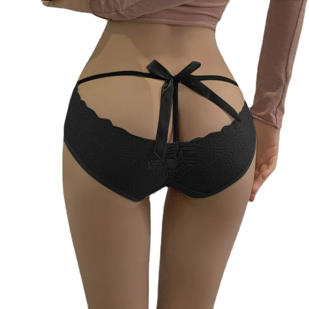 Aayomet Panties For Women Womens Transparent Seamless Lace Slit Panties Low  Waist Bow Panties,Dark Gray S
