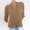 Khaki, variant on Lolmot Womens Button Down Shirts Cotton Linen V Neck Henry Collar Stand Collar Casual 3/4 Sleeve Roll Up Loose Plain Blouses Tops Casual Dressy Shirts with Pockets