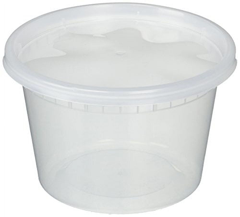 Plastic 16 Ounce Deli Food Storage Containers with Lids. Pack of 48 Sets of Containers and Lids