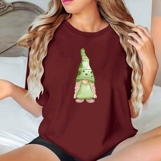 Puntoco Liquidación de camisetas cortas para mujer Camiseta de manga corta con cuello redondo y estampado informal a la moda para mujer