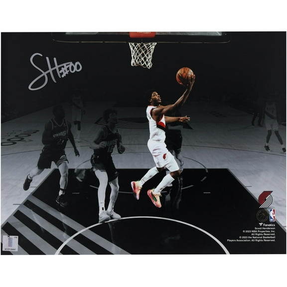 Scoot Henderson Portland Trail Blazers Autographed 11" x 14" Reverse Layup Spotlight Photograph - Fanatics Authentic Certified
