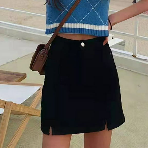 Skorts Skirts For Women Denim Mini Skirt Side Slit With High Waisted Jean Shorts Sexy Plaid Skirts for Women Long Skirt plus Size Women Chiffon Skirt with Train Long Ruffle Skirt Midi Full Size Skirt